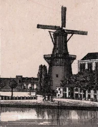 Rotterdam, Holland: Niederländische Windmühle in „Die Welt illustriert 168 Ansichten“ ohne Datum (spätes 19. Jahrhundert)