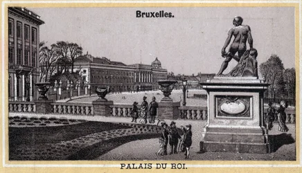 Königlicher Palast von Brüssel, Belgien. Chromolithographie des späten 19. Jahrhunderts.