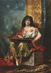 Salome, Prinzessin, Tochter von Herodes und Herodias, Gravur von 1881 in „El Culto de la Hermosura“ von Juan Justo Huguet