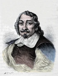 Samuel de Champlain, französischer Entdecker und Kolonisator (1567-1635). Kolonisator von Kanada. Gravur von 1830 nach einem ernsthaften Porträt von Moncornet