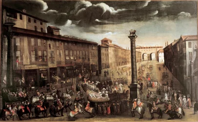 San-Babila-Platz während des Karnevals, Mailand