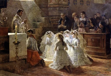 Kommunionsszene im 19. Jahrhundert