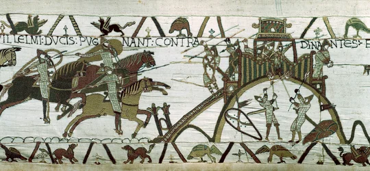 Belagerung der Stadt Dinan: Die Armee von Wilhelm dem Eroberer greift die Stadt an (Detail)