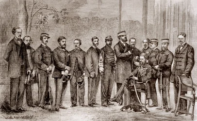 Sir James Hope Grant (1808-1875), ein britischer Soldat, und sein Stab während des Zweiten Opiumkriegs, der von 1856 bis 1860 dauerte.