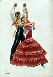 Spanische Flamenco-Tänzer in traditioneller Kleidung