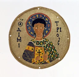 St. Demetrius - in „Geschichte und Denkmäler der byzantinischen Emaille“ von N. Kondakow. Chromolithographie 1892