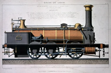 Dampflokomotive - Zeichnung in der Wäsche