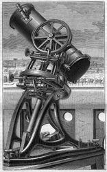 Teleskop des Trocadero-Volksobservatoriums in Paris. Gravur in 