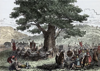 Teutonen genießen die Feiertage - Stich aus dem späten 19. Jahrhundert