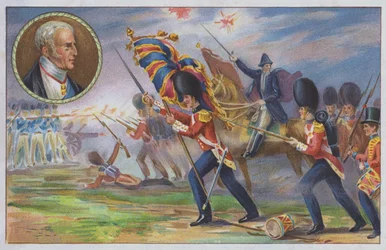 Der Herzog von Wellington kommandiert die britische Armee in der Schlacht von Waterloo