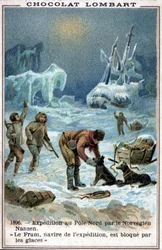 Die Fram, Schiff des norwegischen Entdeckers Fridtjof Nansen, eingefroren im Arktischen Ozean, 1896