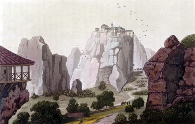 Die Meteore in Griechenland im Jahr 1810. in „The old and modern costume“ von Jules Ferrario, ed. Mailand