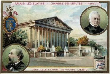 Die Nationalversammlung und Porträts von Gambetta und Thiers - Liebig, Anfang des 20. Jahrhunderts