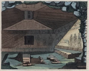 Die Nekropole von Tarquinia - Stich aus „Usi e Costumi di Tutti i Popoli dell