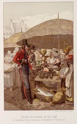 Die Russen in Paris auf einem Marsch im Jahr 1814 - in „Der Kaiser Alexander I.“ von Schilder