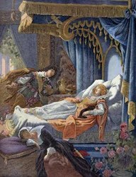 Dornröschen von Perrault. Chromolithographie des 19. Jahrhunderts