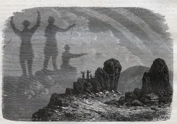 Das Gespenst des Brockens im Harz - Brockengespenst - Gravur von 1877