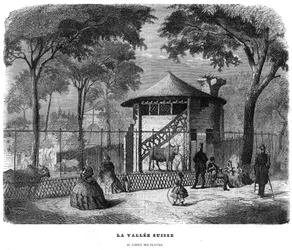 Das Schweizer Tal im Jardin des Plantes in Paris im Jahr 1858.