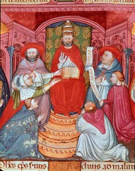 Der Gegenpapst Clemens VII. (Robert von Genf) verkündet seine Gesetze