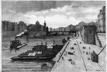 Der Apfelspaziergang am Quai des Hôtel de Ville in Paris im Jahr 1883