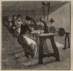 Die Kunst des Edelsteinschleifens: Facettieren und Polieren von Diamanten. Gravur von 1885 in „Les arts et metiers illustres“ von Adolphe BITARD