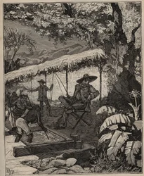 Die Kunst des Edelsteinschleifens: Diamantenwäsche in Brasilien in „Les arts et métiers illustrés“ von Adolphe Bitard im Jahr 1885 (Gravur).
