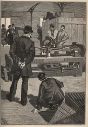 Die Kunst der Tour: der Blanchard-Turm. Gravur von 1885 in „Les arts et metiers illustres“ von Adolphe BITARD