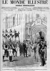 Die Krönung des russischen Kaisers Alexander III. (1845-1894) und der Kaiserin Dagmar von Dänemark (1847-1928) am 27. Mai