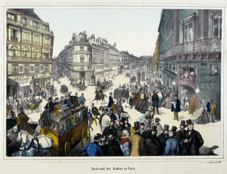 Die Menge auf dem Boulevard des Italiens - Gravur
