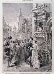 Die letzte Szene von Die schöne Magelone, Oper von Georges Bizet, im Teatro Argentina in Rom
