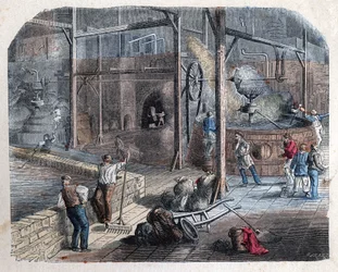 Die Herstellung von Bier. Illustration des 19. Jahrhunderts. Bianchetti-Sammlung