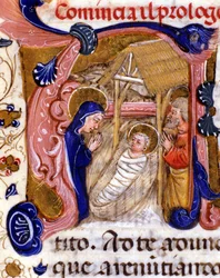 Die Geburt Christi. Manuskript aus dem 15. Jahrhundert