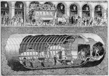 Der Durchbruch der Straße unter der Rue de Rivoli im Jahr 1895