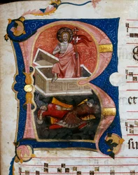 Die Auferstehung Christi, Miniatur aus einem Choralpergament