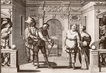 Die königliche Truppe der italienischen Komödie im Theater des Hôtel de Bourgogne, Rue Mauconseil in Paris