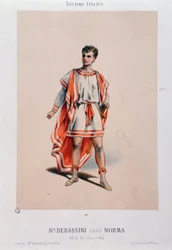 Der Sänger Achille De Bassini als Pollione in der Oper La Norma