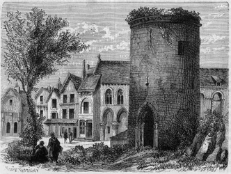 Der Turm von König Ludwig IV. von Übersee in Laon (1831 zerstört) - Gravur