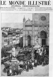 Die Überführung der sterblichen Überreste von Gioacchino Rossini in die Kirche Santa Croce in Florenz (Italien), in "Die illustrierte Welt" 1887