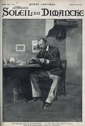 Der Prozess vor dem Obersten Gerichtshof: Herr Paul Déroulède (1846-1914), ein französischer Schriftsteller und nationalistischer Aktivist, der ein wichtiger Akteur des Antidreyfusismus war, nach seinem Putschversuch am 23. Februar in seiner Zelle. Stich