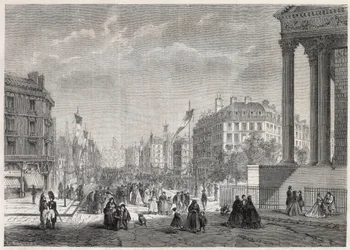 Transformationen von Paris unter dem Zweiten Kaiserreich, Paris Haussmann: Dekoration des Boulevard Malesherbes, am Tag seiner Einweihung am 13. August 1861 - Gravur in „Le Monde Illustré“