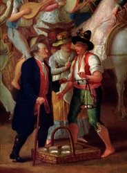 Reisender Verkäufer von Mozzarellas Anonymes Gemälde. 19. Jahrhundert Neapel, Museo di San Martino