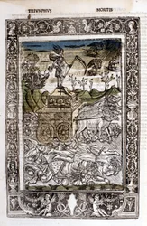 Triumph des Todes von Francesco Petrarca (Petrarca). Manuskript aus dem 15. Jahrhundert
