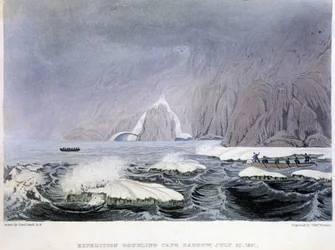Blick auf Cape Barrow - in „Narrative of a Journey to the Shores of the Polar Sea in the Years 1819-1821“ von John Franklin, ed. London