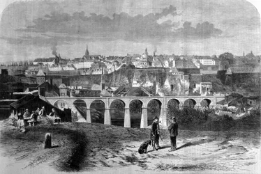 Ansicht der Stadt Luxemburg. Gravur aus dem 19. Jahrhundert