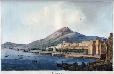 Ansicht von Palermo im 19. Jahrhundert - Stich aus „Usi e Costumi di Tutti i Popoli dell
