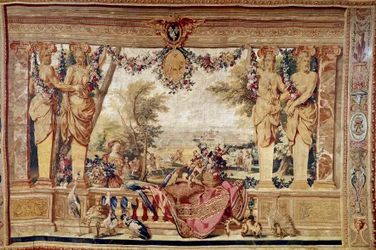 Ansicht des Schlosses von Vincennes. 17. Jahrhundert Tapisserie. Paris, Nationalmöbel