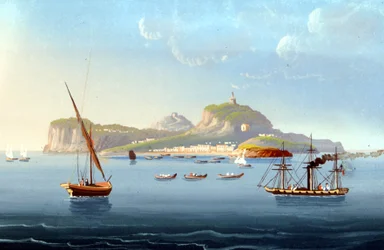 Ansicht der Insel Capri. 1830. Anonymes Gemälde