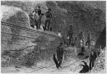 Ansicht vom Grund der Kimberley-Diamantenmine in Südafrika.