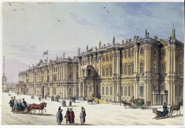 Außenansicht des Winterpalastes in Sankt Petersburg (Album von Marie Taglioni)