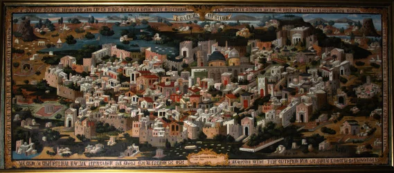 Panoramablick auf Palästina mit der Stadt Jerusalem (Israel) - Anonyme Malerei, Öl auf Leinwand